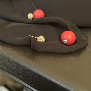 Elegant Red and Silver Reversible Earrings